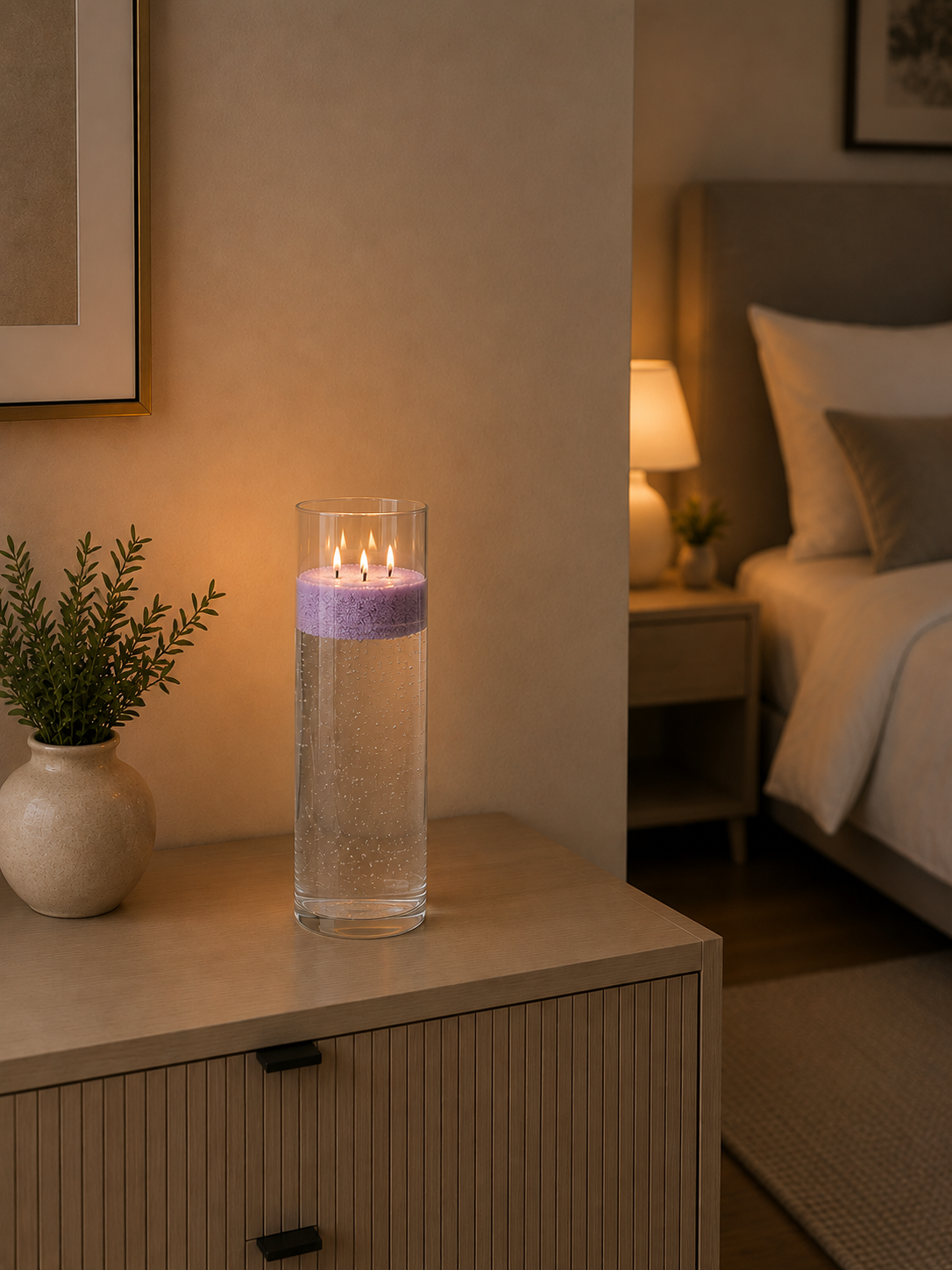 Lilac Pearled Candle Sand