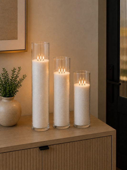 White Pearled Pearled Candle Sand