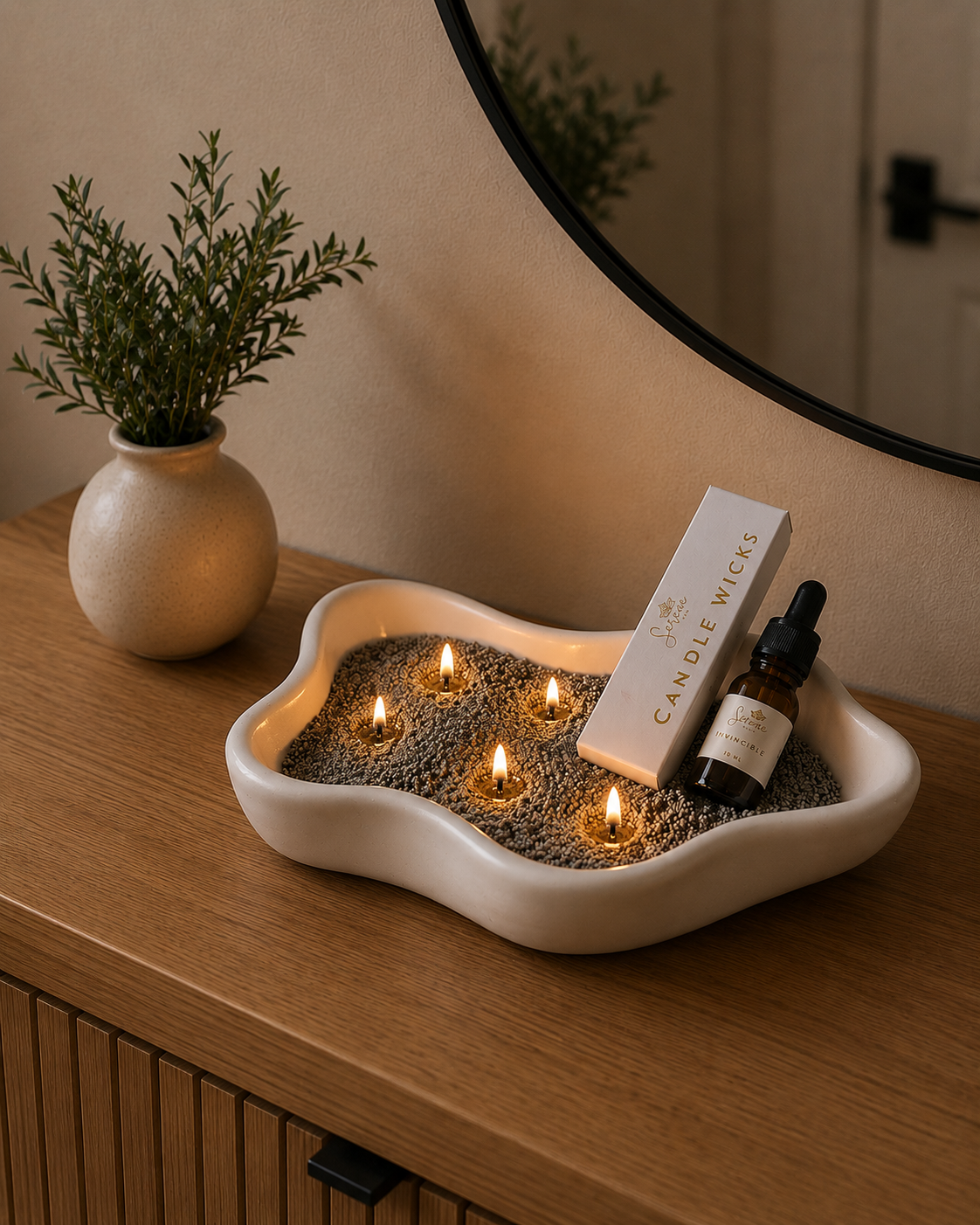 Dark Grey Pearled Candle Sand