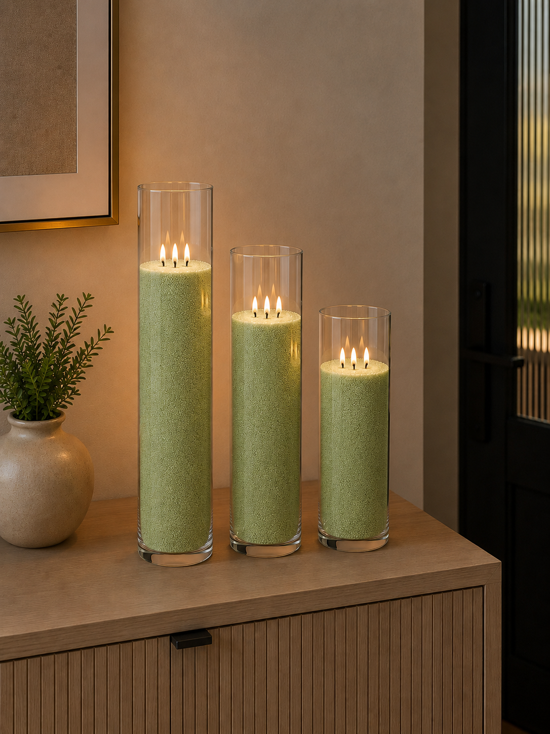 Olive Green Pearled Candle Sand