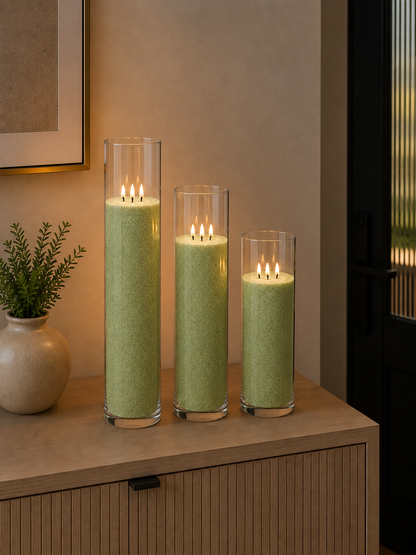 Olive Green Pearled Candle Sand
